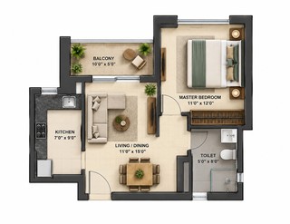 Sobha Parkcity 1 BHK floor plan